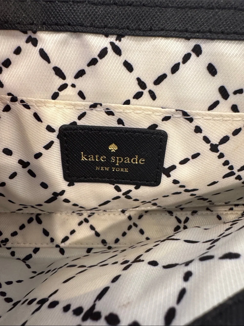 kate spade Black Leather Long Card Holder with Gold Emblem